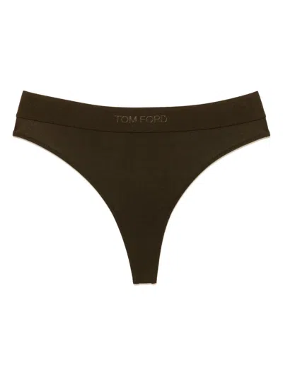 Tom Ford Slip With Logoed Elastic Band In Brown