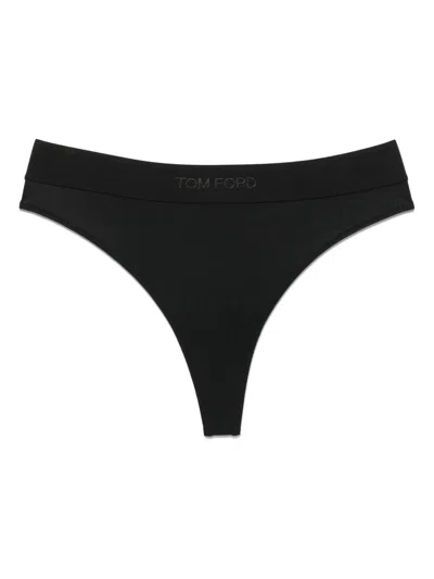 Tom Ford Signature Elastic Waistband Thong In Blue
