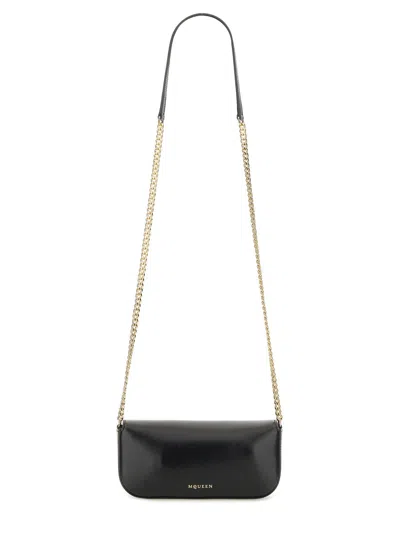 Alexander Mcqueen Black Healthier Small Skull Flower Crossbody Bag