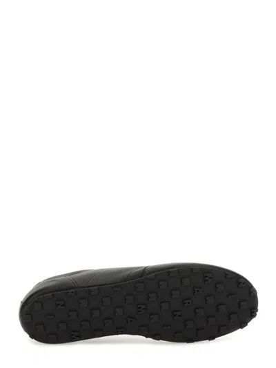 Marni Leather Low-top Sneakers And Contrasting Sole In Black