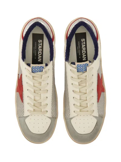 Golden Goose Stardan Mesh And Leather Sneakers White And Red