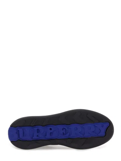 Burberry Indigo Blue Leather And Check Sneaker Terrace