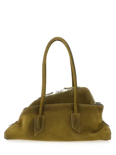 Attico La Passeggiata Small Bag In Khaki Green Suede In Green