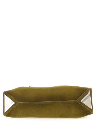 Attico La Passeggiata Small Bag In Khaki Green Suede In Green