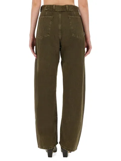 Lemaire Trousers Wide Leg Belt Loops In Green