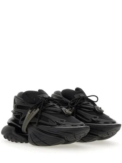 Balmain Neoprene And Leather Low-top Unicorn Sneakers In Black