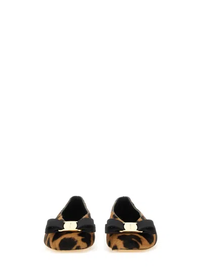 Ferragamo Animal Print Bow Detail Flat Sole Ballerina