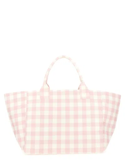 Ganni Checkered Pattern Tote Bag With 2 Handles