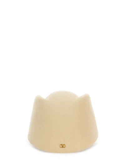 Valentino Garavani Vlogo Signature Hat In Cream Colour In Neutral