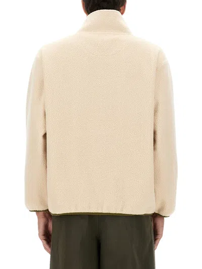 Apc Sweat Willy Shell-trimmed Fleece Half-zip Sweatshirt In Neutral