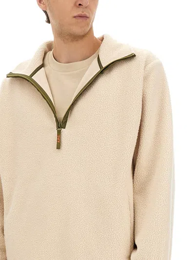 Apc Sweat Willy Shell-trimmed Fleece Half-zip Sweatshirt In Neutral