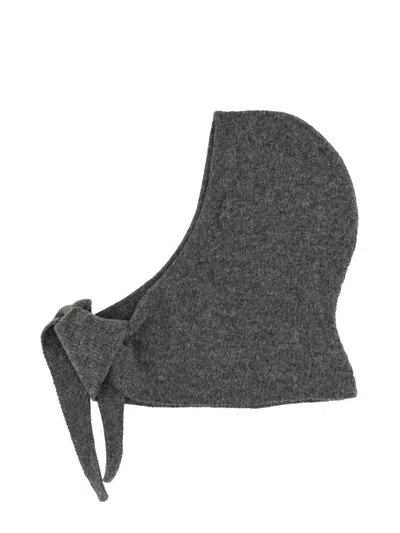 Ganni Cuffia In Misto Alpaca Stretch Grigio Donna