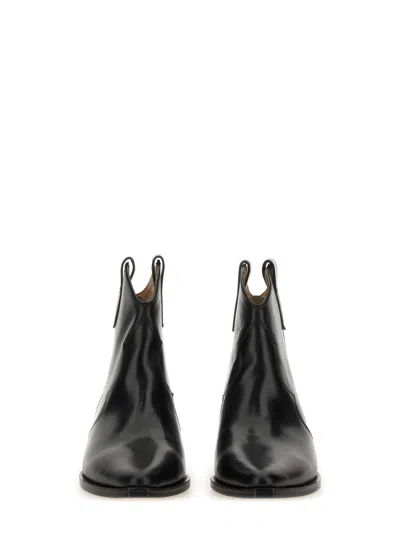 Isabel Marant Dewina Black Slip-on Ankle Boots With Low Block Heel In Leather Woman In Black