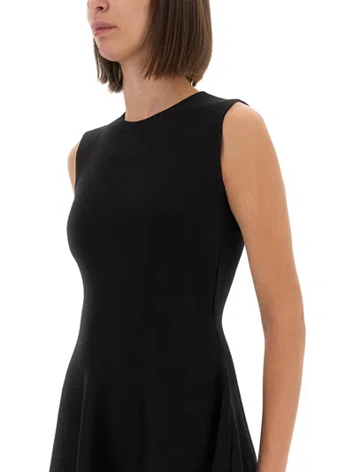 Alexander Mcqueen Asymmetric Hem Lace Trim Sleeveless Dress In Black