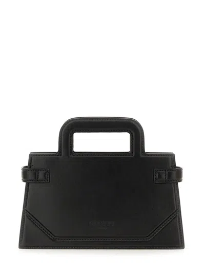Balmain Structured Small B-buzz Handbag In Calf Leather In Black