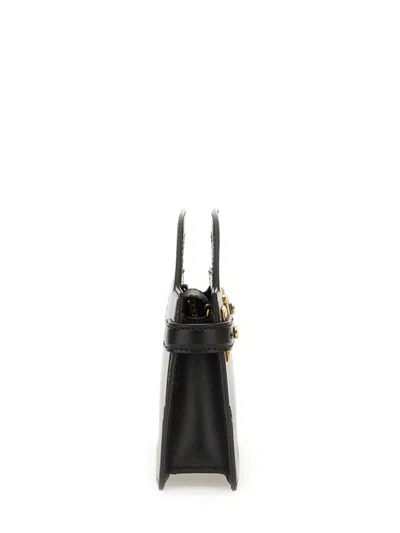 Balmain Structured Small B-buzz Handbag In Calf Leather In Black