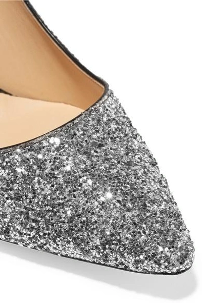 Shop Jimmy Choo Romy 100 Dégradé Glittered Leather Pumps In Silver