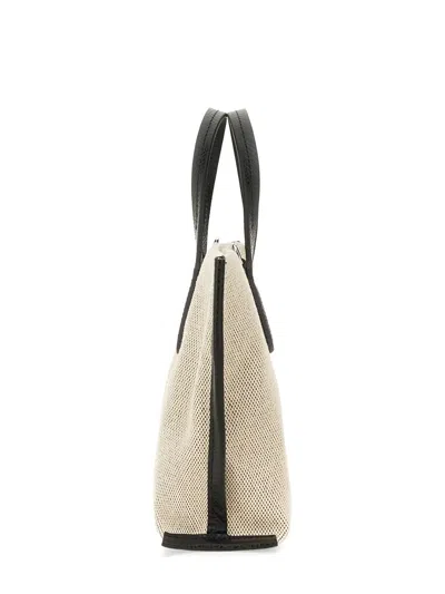 Longchamp Textured Cotton Handbag With Leather Handles
