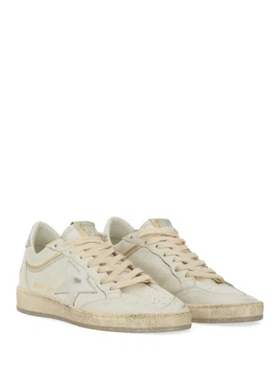 Golden Goose Ballstar White Low Top Sneakers With Laminated Star Patch On The Side And Laminated Heel With Logo L