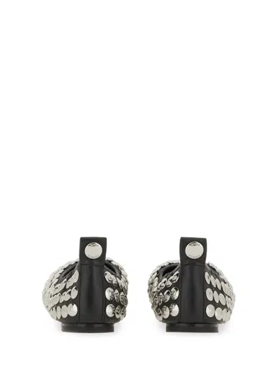 Tory Burch Studded Round Toe Ballerina Shoes With Flat Sole In Neutral