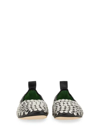 Tory Burch Studded Round Toe Ballerina Shoes With Flat Sole In Neutral