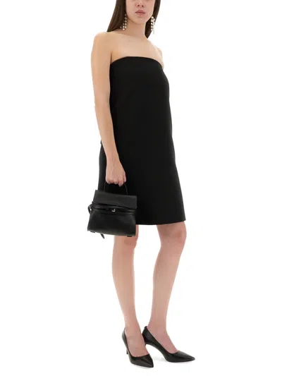 Moschino Strapless Dress With Bow Detail And Side Pockets In Black