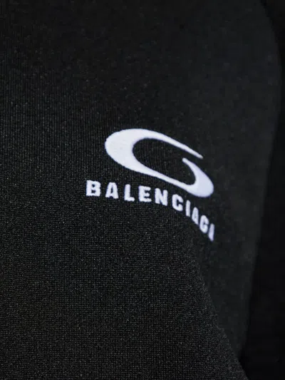 Balenciaga High Collar Ribbed Cuffs Side Pockets Dress In Black