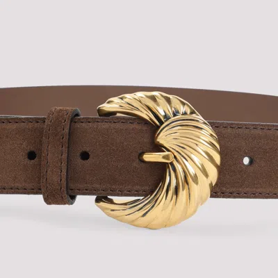 Etro Adjustable Suede Belt Loop Tonal Stitching In Brown