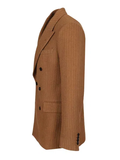 Dries Van Noten Men Regular Fit Double Breasted Blazer In Brown
