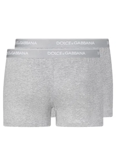 Dolce & Gabbana Pack Of 2 Stretch Jersey Midi Briefs In Gray