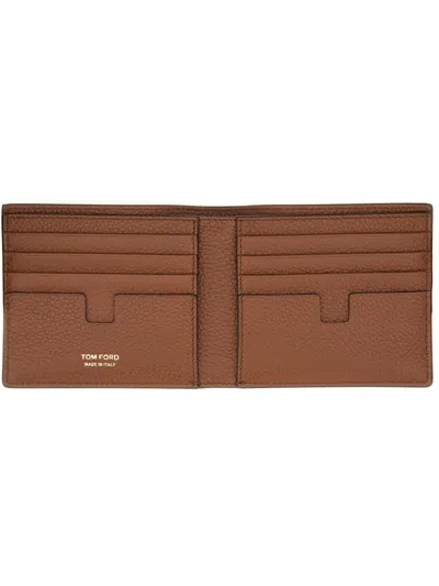 Tom Ford Textured Bi-fold Wallet And Cardholder In Brown