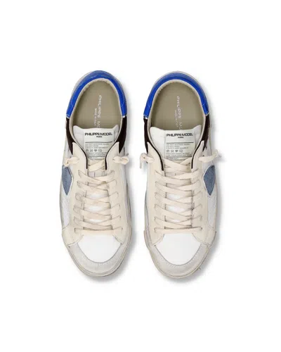 Philippe Model Prsx Low Man Blanc/brun/bluet Sneakers