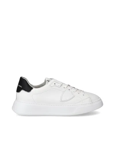 Philippe Model Temple Low Sneakers In White Leather In White