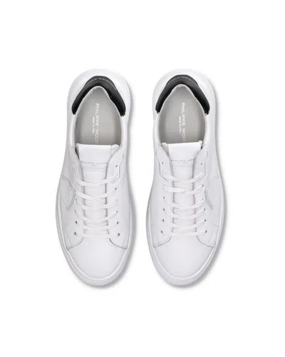 Philippe Model Temple Low Sneakers In White Leather In White