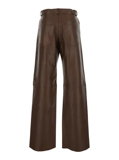 Haikure Five-pocket Leather Pants In Brown