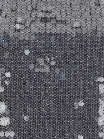 Rotate Birger Christensen Rotate Sleeveless Silver Top With All-over Paillettes In Gray