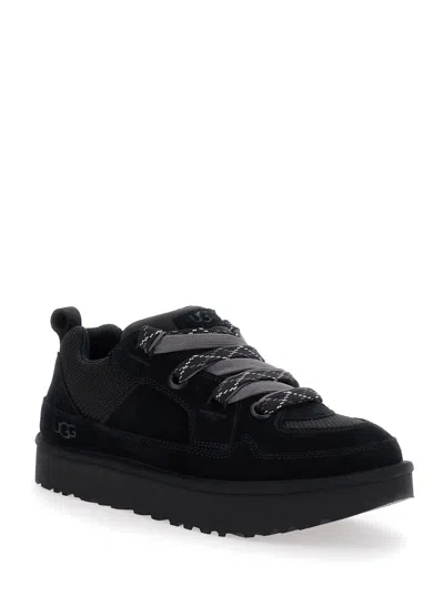 Ugg Lo Lowmel Suede Lace Up Trainers In Black