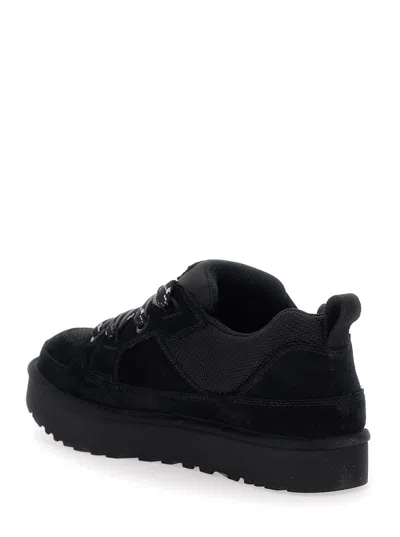 Ugg Lo Lowmel Suede Lace Up Trainers In Black