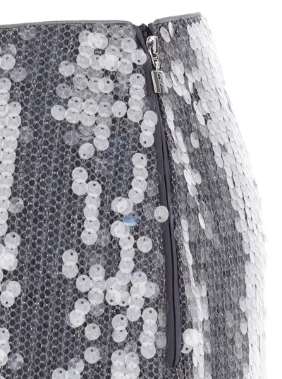 Rotate Birger Christensen Rotate Fitted Grey Skirt With Shimmering Sequin Design In Gray