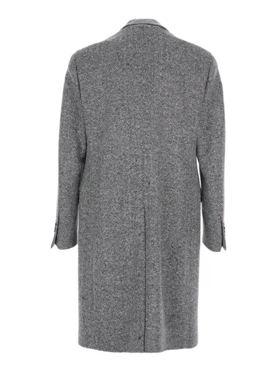 Lardini Grey Single-breasted Coat With Classic Lapels In Wool Man In Gray