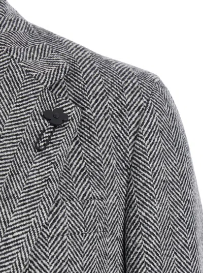Lardini Grey Single-breasted Coat With Classic Lapels In Wool Man In Gray
