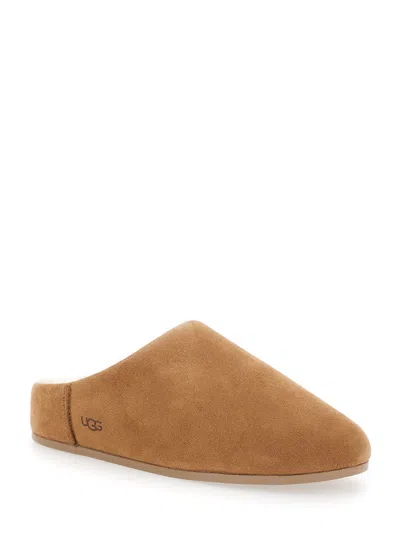 Ugg Slip-on Sandals With Smooth Suede Exterior In Brown