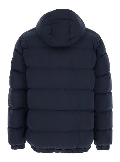 Stone Island Hooded Short Down Outerwear In Blue