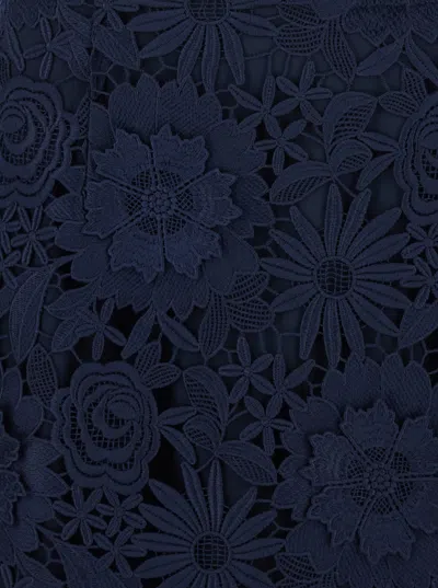 Rotate Birger Christensen Blue Skirt With Semi Transparent Design And Floral Decorations In Fabric Woman In Blue