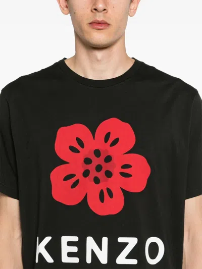 Kenzo Tshirt Con Stampa Boke Flower In Black