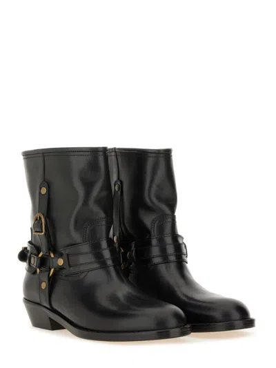 Isabel Marant 40mm Buckle-strap Leather Biker Boots In Multi