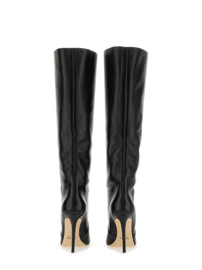 Paris Texas Arrow Toe Stiletto Boots In Black Leather