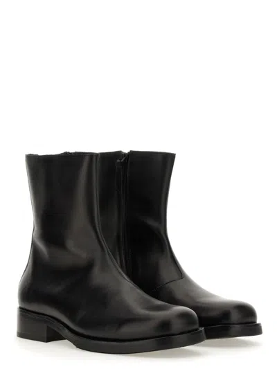 Our Legacy Ankle Boots With Smooth Leather Finish And Side Zipper In Black
