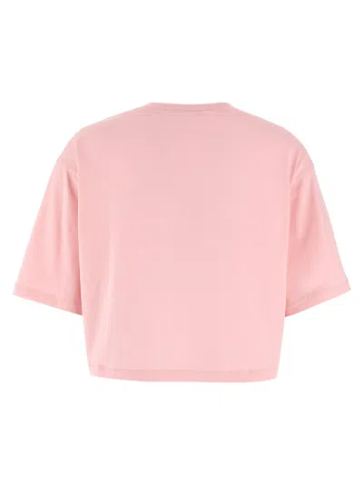 Balmain Logo Print Cropped T-shirt In Pink