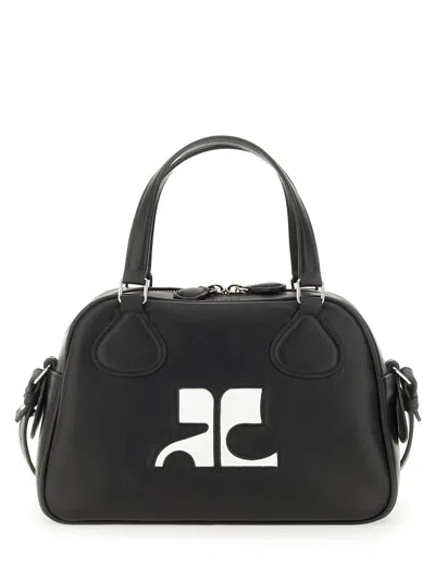 Courrèges Structured Black Bowling Bag With Versatile Carrying Options